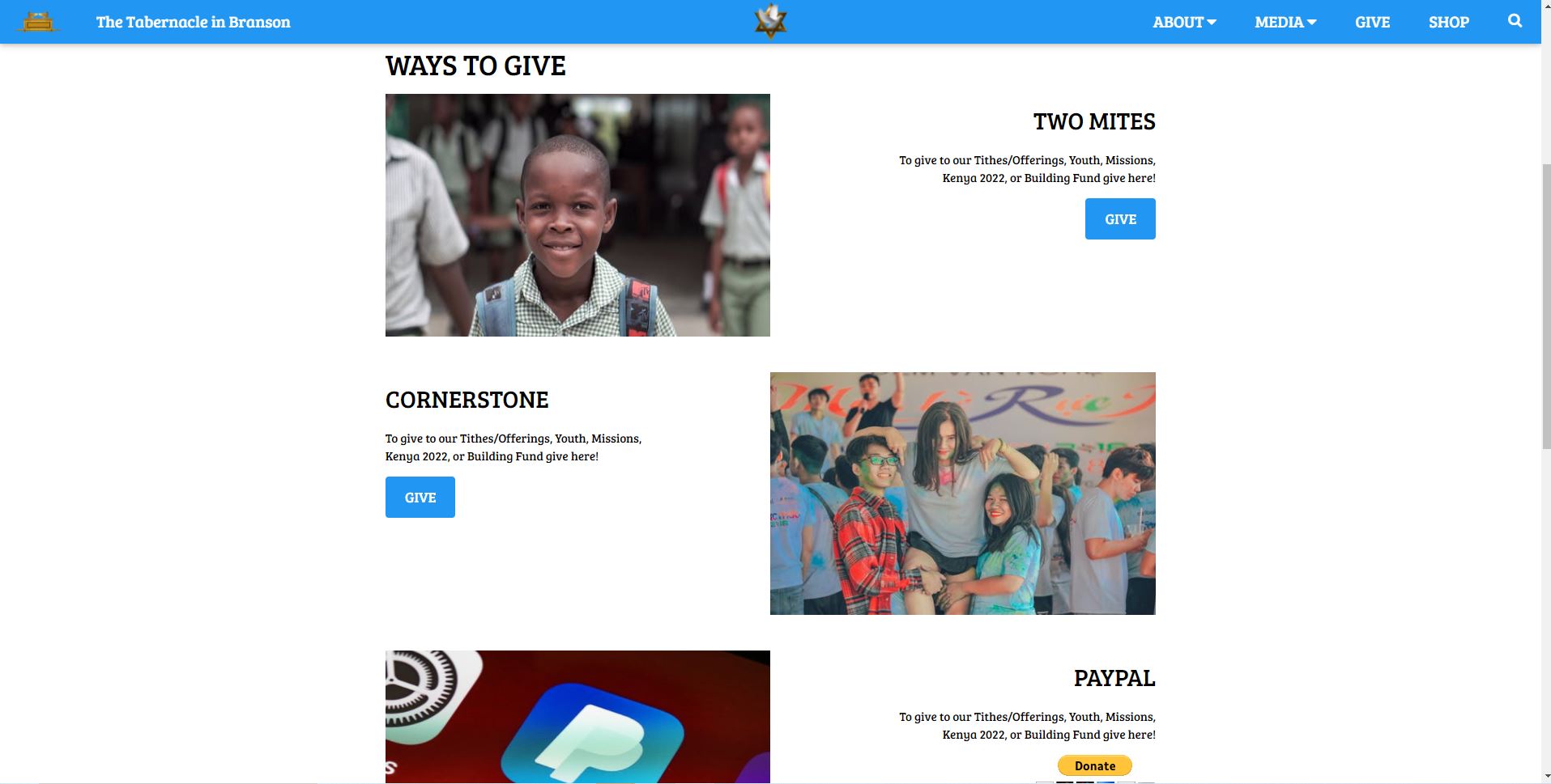 Old tabernacleOfPraise HomePage Screenshot