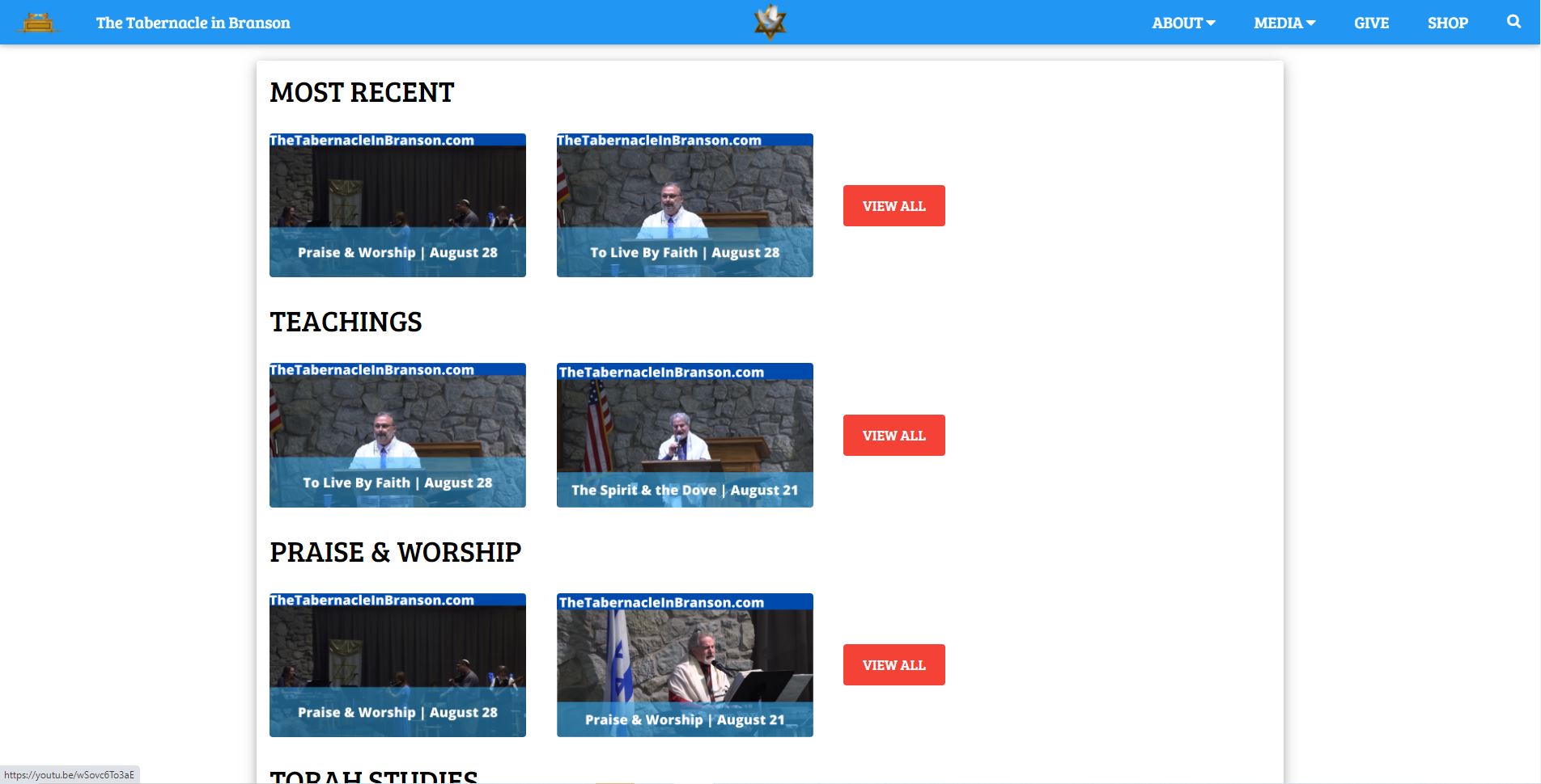Old tabernacleOfPraise HomePage Screenshot